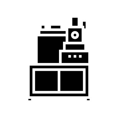 Çikolata bitkisi ekipmanları sembol vektörü. Çikolata bitkisi işaretleri. izole edilmiş çizgi simgesi siyah illüstrasyon