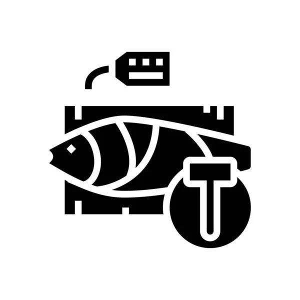 Thunfisch Auktionsrate Glyphen Symbol Vektor Thunfisch Auktionspreisschild Isolierte Kontur Symbol — Stockvektor