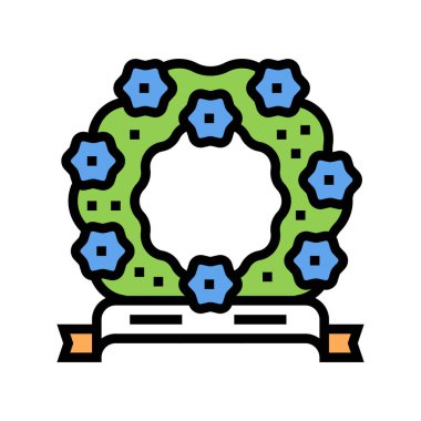 Cenaze çelengi renk ikonu vektörü. Cenaze çelengi tabelası. izole edilmiş sembol çizimi