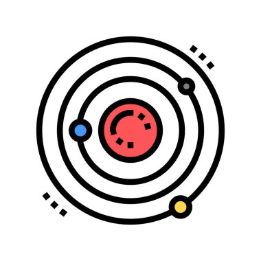 Atom çekirdeği renk ikonu vektörü. Atom çekirdeği işareti. izole edilmiş sembol çizimi