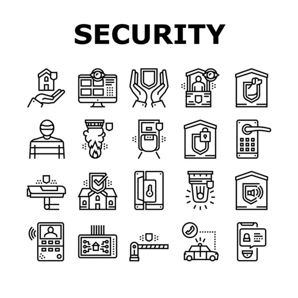 Inicio Seguridad Dispositivo Colección Iconos Set Vector Cámara Del Sensor — Vector de stock