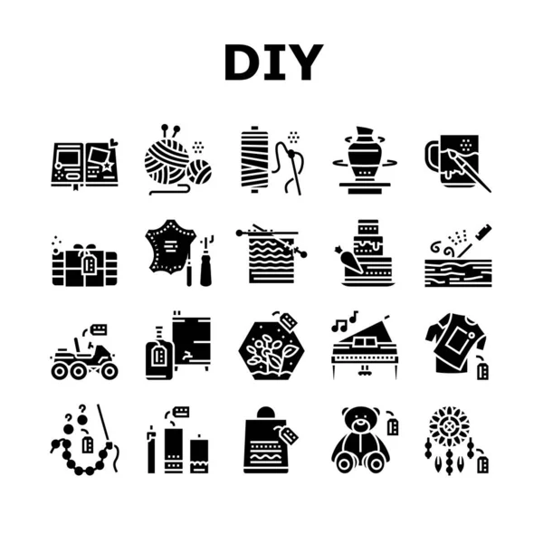 Diy Crafts Handmade Collection Iconos Set Vector Artesanías Bricolaje Jabón — Vector de stock