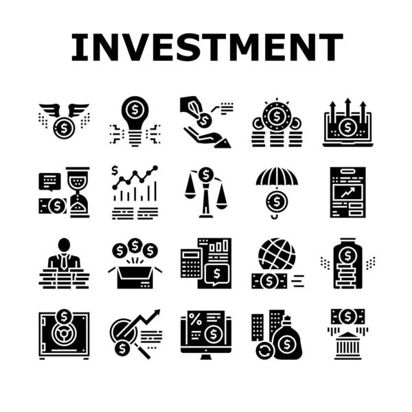 Investment Portfolio Collection Icons Set Vektor Investitionen Bildung Und Wertpapiere — Stockvektor