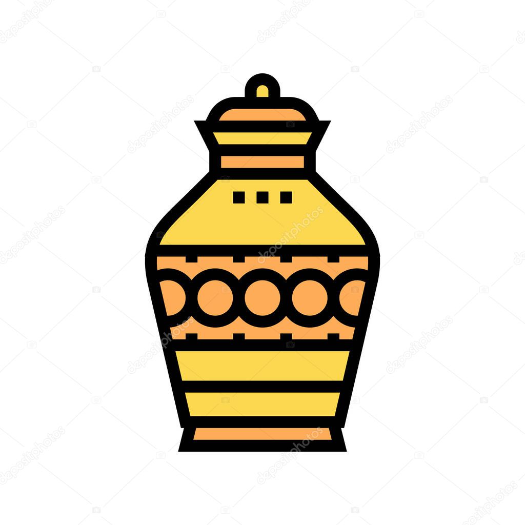 funeral urn color icon vector. funeral urn sign. isolated symbol illustration