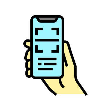 qr kod telefon uygulaması renk simgesi vektörü taranıyor. QR kod telefon uygulama işareti taranıyor. izole edilmiş sembol çizimi