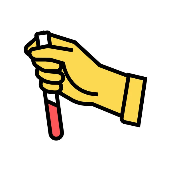 Hand Holding Laboratory Tube Color Icon Vector Hand Holding Laboratory — Stock Vector