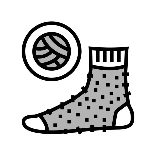 毛料袜子颜色图标矢量 羊毛材料袜子标志 孤立的符号说明 — 图库矢量图片