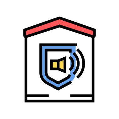 ev ses sinyalizasyon renk simgesi vektörü. Evin ses sinyalizasyon işareti. izole edilmiş sembol çizimi