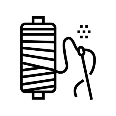 Araç çizgisi simge vektörü dikiliyor. Dikiş aleti işareti. izole edilmiş çizgi simgesi siyah illüstrasyon