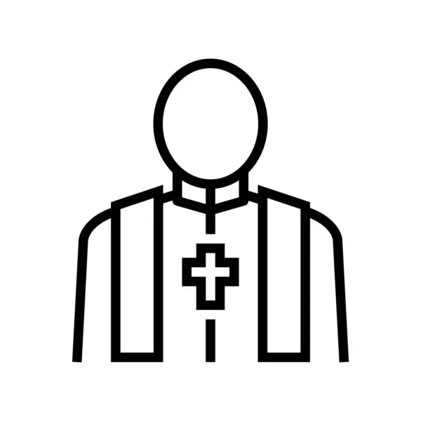 Ιερέας Ιερέας Γραμμή Διάνυσμα Εικονίδιο Ιερέας Πάστορας Απομονωμένο Σύμβολο Περίγραμμα — Διανυσματικό Αρχείο