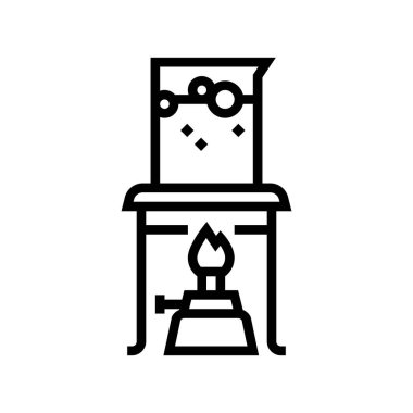 Kimyasal sıvı çizgi ikon vektörü kaynıyor. Yanan kimyasal sıvı işareti. izole edilmiş çizgi simgesi siyah illüstrasyon