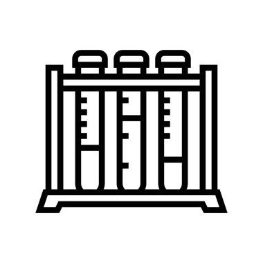 Test tüpü raf çizgisi ikon vektörü. Test tüpü işareti. izole edilmiş çizgi simgesi siyah illüstrasyon