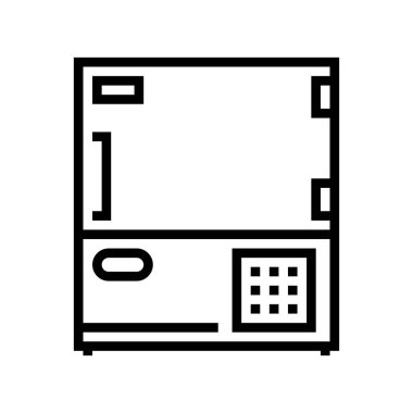 Kimyasal elektronik ekipman çizgisi ikon vektörü. Kimyasal elektronik ekipman işareti. izole edilmiş çizgi simgesi siyah illüstrasyon
