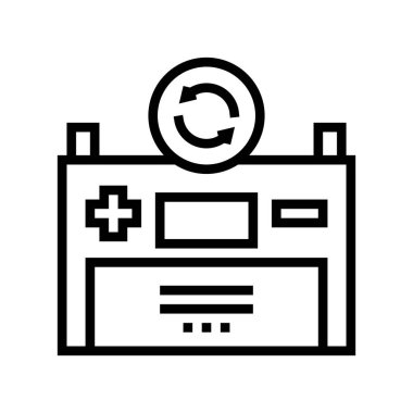 Pil değiştirme çizgisi ikonu vektörü. Pil değiştirme işareti. izole edilmiş çizgi simgesi siyah illüstrasyon