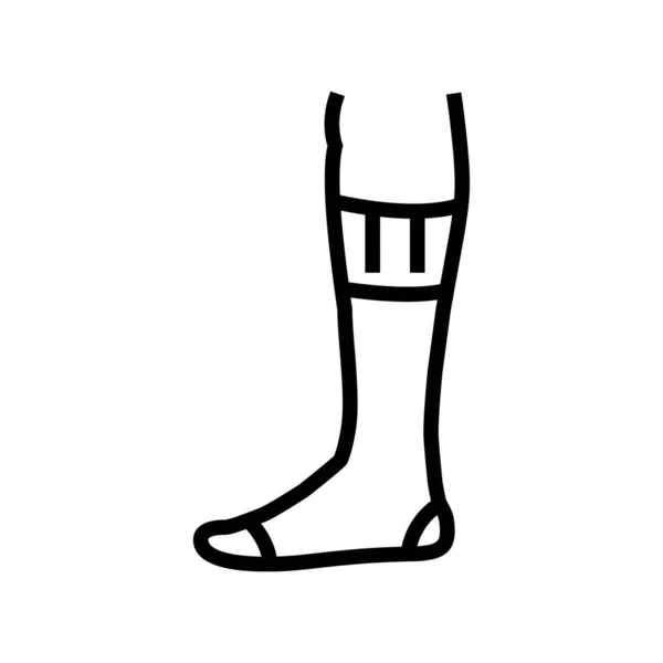 在小腿袜子线图标向量上方 过了小牛犊的袜子标志 孤立的等高线符号黑色插图 — 图库矢量图片