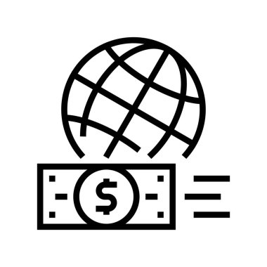 Uluslararası yatırım hattı ikonu vektörü. Uluslararası yatırım tabelası. izole edilmiş çizgi simgesi siyah illüstrasyon