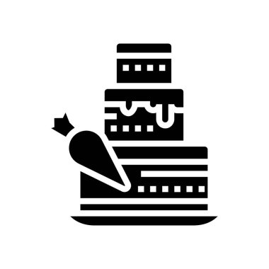 Glifi simge vektörü yapan lezzet. Hassasiyet işareti yapıyor. izole edilmiş çizgi simgesi siyah illüstrasyon