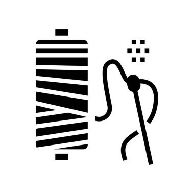 Dikiş aracı kabartma ikon vektörü. Dikiş aleti işareti. izole edilmiş çizgi simgesi siyah illüstrasyon