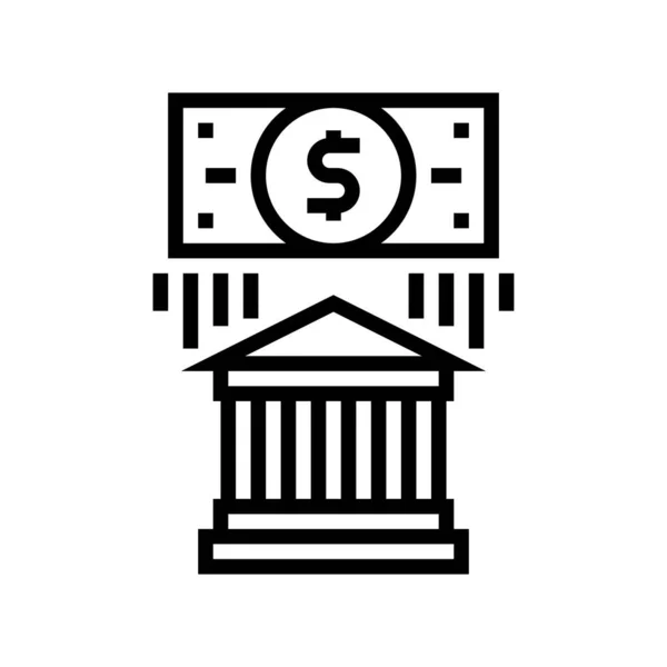 Banco Seguro Dinheiro Vetor Ícone Linha Banco Sinal Dinheiro Seguro — Vetor de Stock