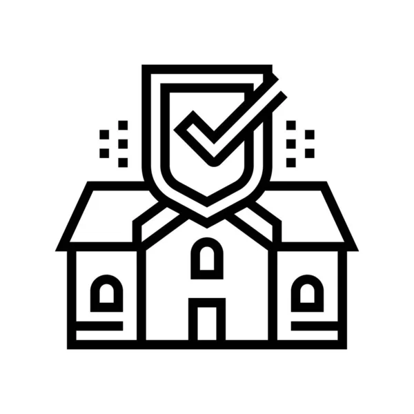 Maison Ligne Sécurité Icône Vecteur Enseigne Sécurité Maison Symbole Contour — Image vectorielle