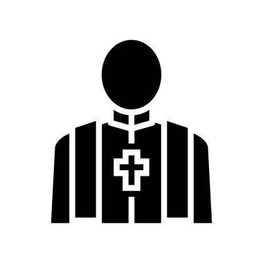 Papaz Glyph ikon vektörü. Papaz işareti. izole edilmiş çizgi simgesi siyah illüstrasyon