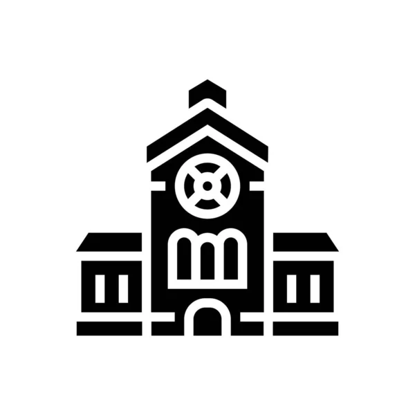 Budynek Kościoła Wektor Glifów Ikony Znak Budowy Kościoła Odizolowany Kontur — Wektor stockowy
