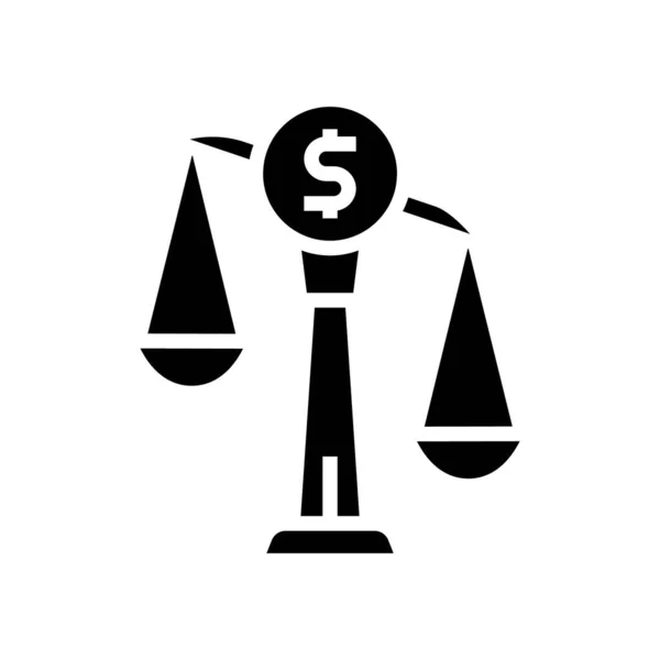 Finanzskalen Glyphen Symbol Vektor Finanzielle Waage Zeichen Isolierte Kontur Symbol — Stockvektor