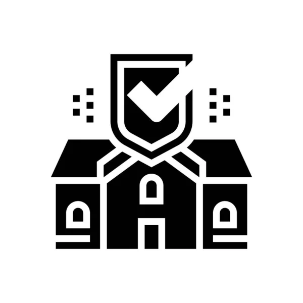 Huis Beveiliging Glyph Icoon Vector Huisbeveiliging Bord Geïsoleerde Contour Symbool — Stockvector