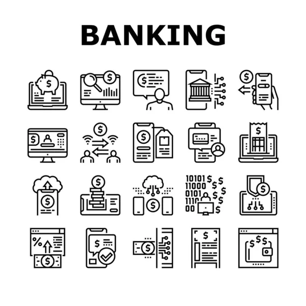 Online Banking Finance Collection Ikoner Set Vector Online Banking Betaling – Stock-vektor