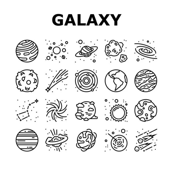 Galaxy System Space Collection Ikonok Beállítása Vektor Tejút Galaxy Planet — Stock Vector