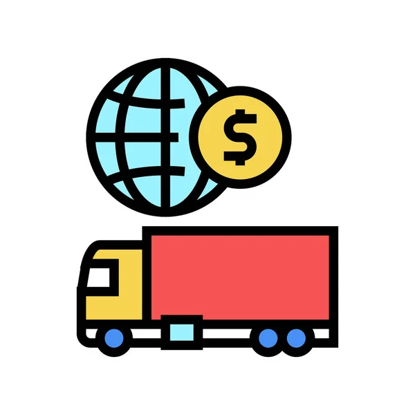 Lkw Internationaler Transport Farbsymbolvektor Lkw Internationales Transportschild Isolierte Symbolillustration — Stockvektor