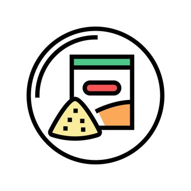 Atıştırmalık mağazası renk simgesi vektörü. Abur cubur mağazası tabelası. izole edilmiş sembol çizimi