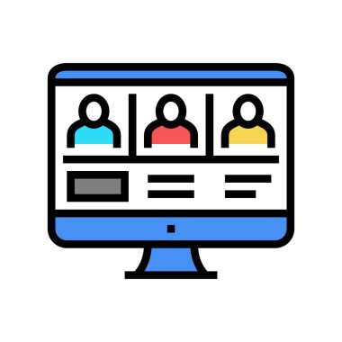 çevrimiçi buluşma renk ikonu vektörü. Online buluşma işareti. izole edilmiş sembol çizimi