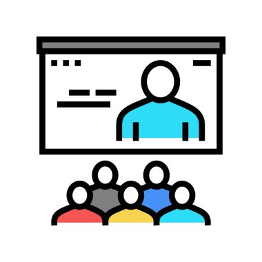 çevrimiçi öğretim grubu renk ikonu vektörü. Online öğretim grubu işareti. izole edilmiş sembol çizimi