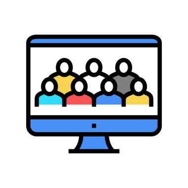 Video konferans renk ikonu vektörü. Video konferans işareti. izole edilmiş sembol çizimi