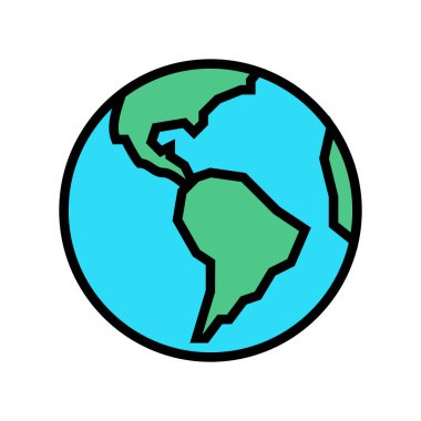 Dünya gezegeni renk ikonu vektörü. Dünya gezegeni işareti. izole edilmiş sembol çizimi