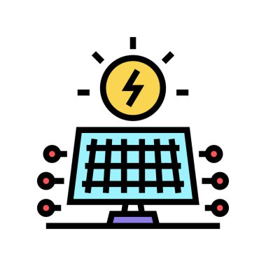 Güneş enerjisi paneli renk ikonu vektörü. Güneş enerjisi levhası. izole edilmiş sembol çizimi