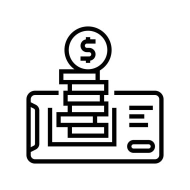 elektronik para telefon uygulama hattı ikon vektörü. Elektronik para telefon başvuru tabelası. izole edilmiş çizgi simgesi siyah illüstrasyon