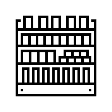 Yemek tezgahı ikon vektörü. Yemek tezgahı tabelası. izole edilmiş çizgi simgesi siyah illüstrasyon