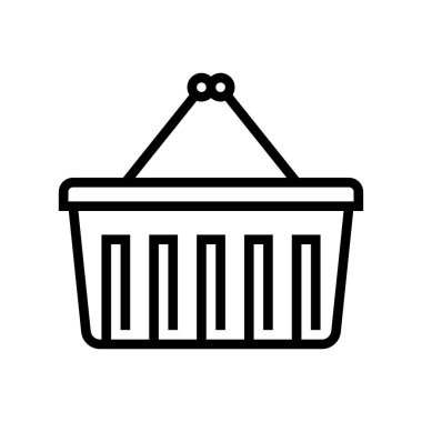 Süpermarket sepet çizgisi ikon vektörü. Süpermarket sepeti tabelası. izole edilmiş çizgi simgesi siyah illüstrasyon