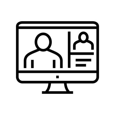 Çevrimiçi iletişim hattı simgesi vektörü. Online iletişim işareti. izole edilmiş çizgi simgesi siyah illüstrasyon