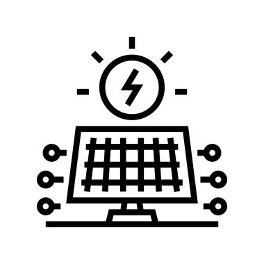 Güneş enerjisi panel çizgisi ikon vektörü. Güneş enerjisi levhası. izole edilmiş çizgi simgesi siyah illüstrasyon