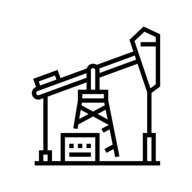 Petrol kuyusu ikon vektörü. Petrol kuyusu tabelası. izole edilmiş çizgi simgesi siyah illüstrasyon