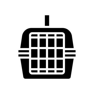 Evcil hayvan sembolü taşıyıcı kafes. Evcil hayvan tabelası için kafes. izole edilmiş çizgi simgesi siyah illüstrasyon