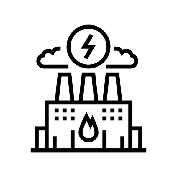 Vektor Čáry Továrny Energii Značka Továrny Energii Izolovaný Obrys Symbol — Stockový vektor