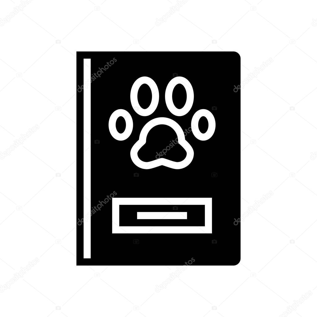 Pet passport glyph icon vector. pet passport sign. isolated contour symbol black illustration