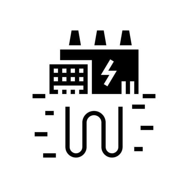 Вектор Гліфів Електростанції Електроенергії Знак Електроенергії Ізольований Символ Контуру Чорна — стоковий вектор