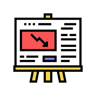 Düşen bilgi sunumu renk ikonu vektörü. Düşen bilgi sunum işareti. izole edilmiş sembol çizimi