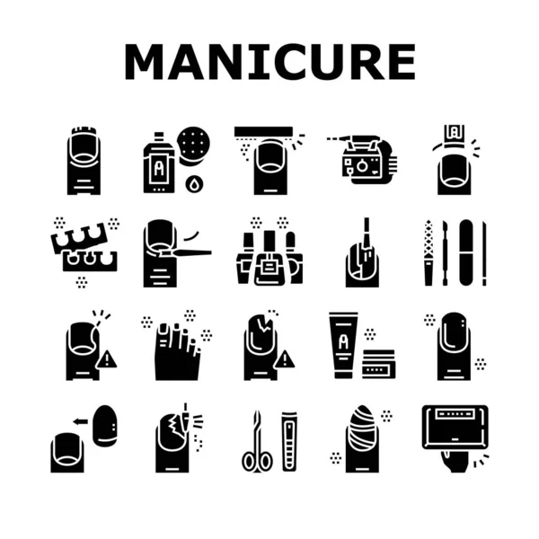 Maniküre Und Pediküre Kollektion Icons Set Vector Nagellack Und Schere — Stockvektor