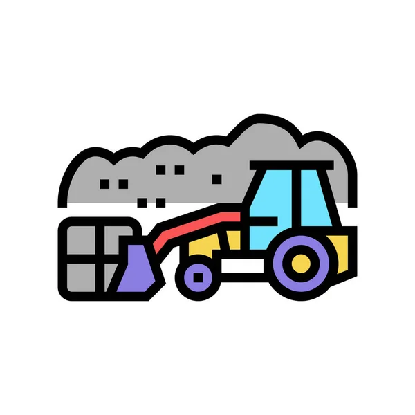 Relleno Sanitario Vector Icono Color Tractor Señal Tractor Vertedero Ilustración — Archivo Imágenes Vectoriales